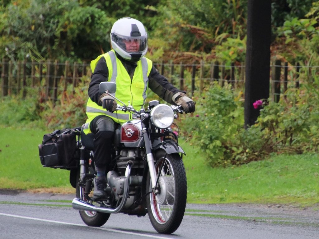 Classic Matchless motorcycle being ridden